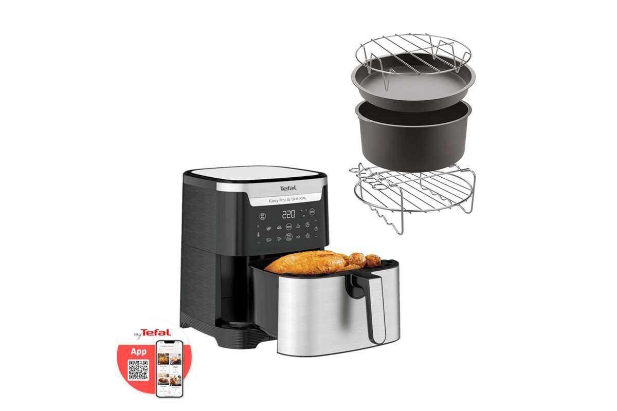 E-shop Akčný set teplovzdušná fritéza Tefal Easy Fry & Grill XXL EY801D + formy a mriežky na pečenie (4 ks)