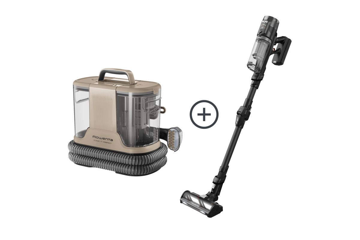 Akční set tyčový vysavač Rowenta X-Force Flex 12.60 + čistič skvrn a tepovač Rowenta Clean It IN3010