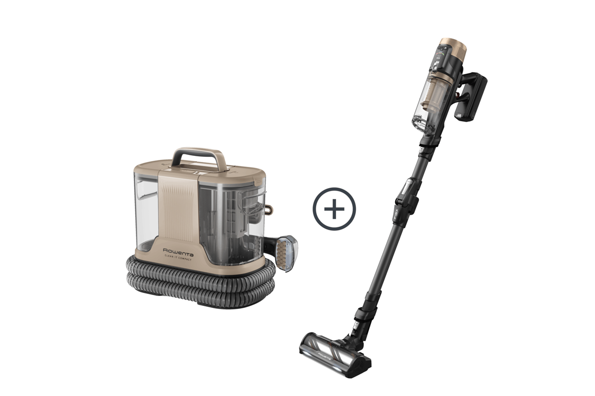 Akční set tyčový vysavač Rowenta X-Force Flex 14.80 + čistič skvrn a tepovač Rowenta Clean It IN3010