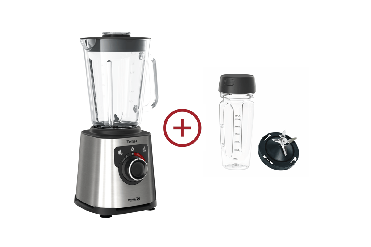 E-shop Akčný set vysokorýchlostný mixér Tefal PerfectMix+ Glass BL871D + cestovná fľaša a náhradné čepele