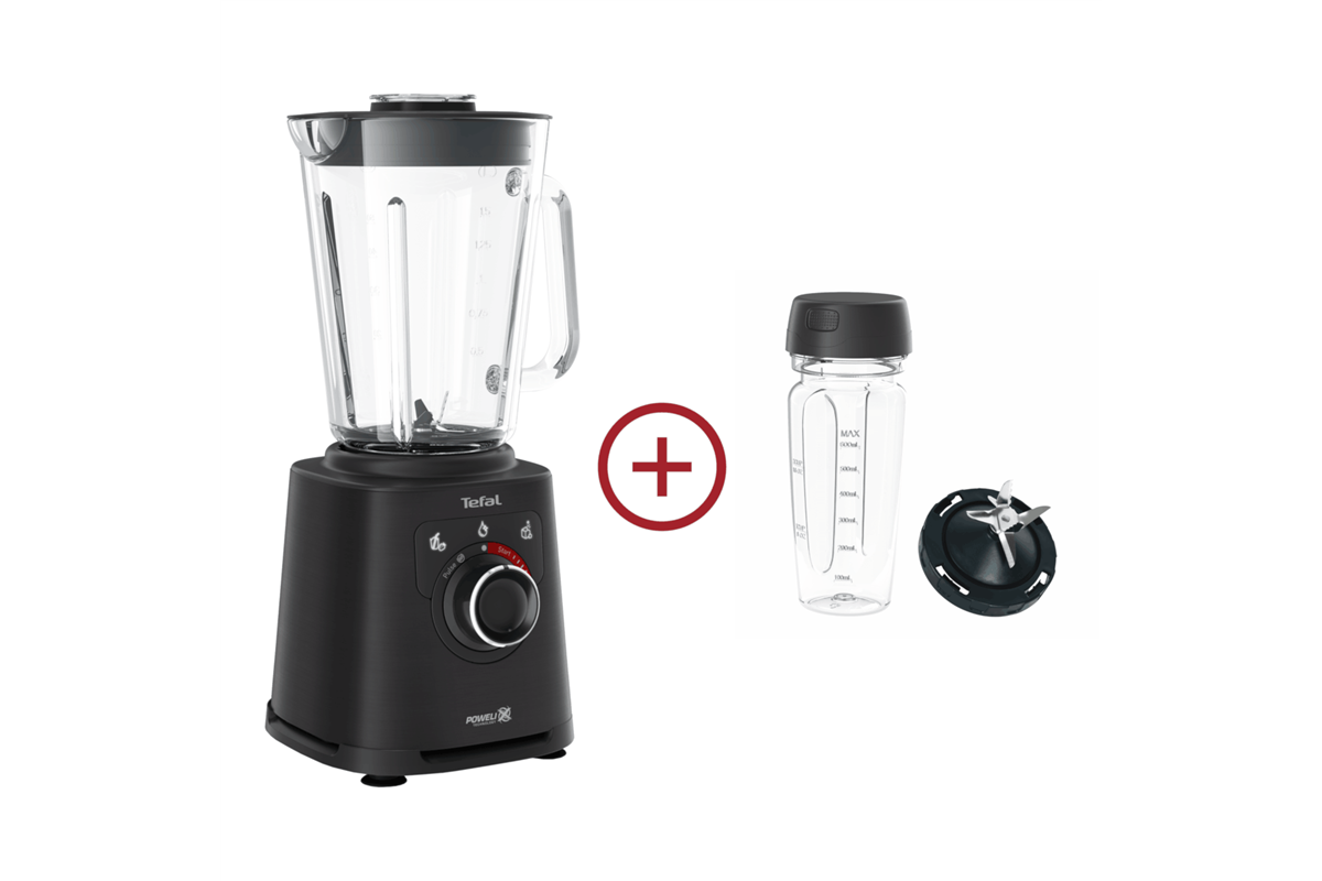 E-shop Akčný set vysokorýchlostný mixér Tefal PerfectMix+ Glass BL87G8 + cestovná fľaša a náhradné čepele