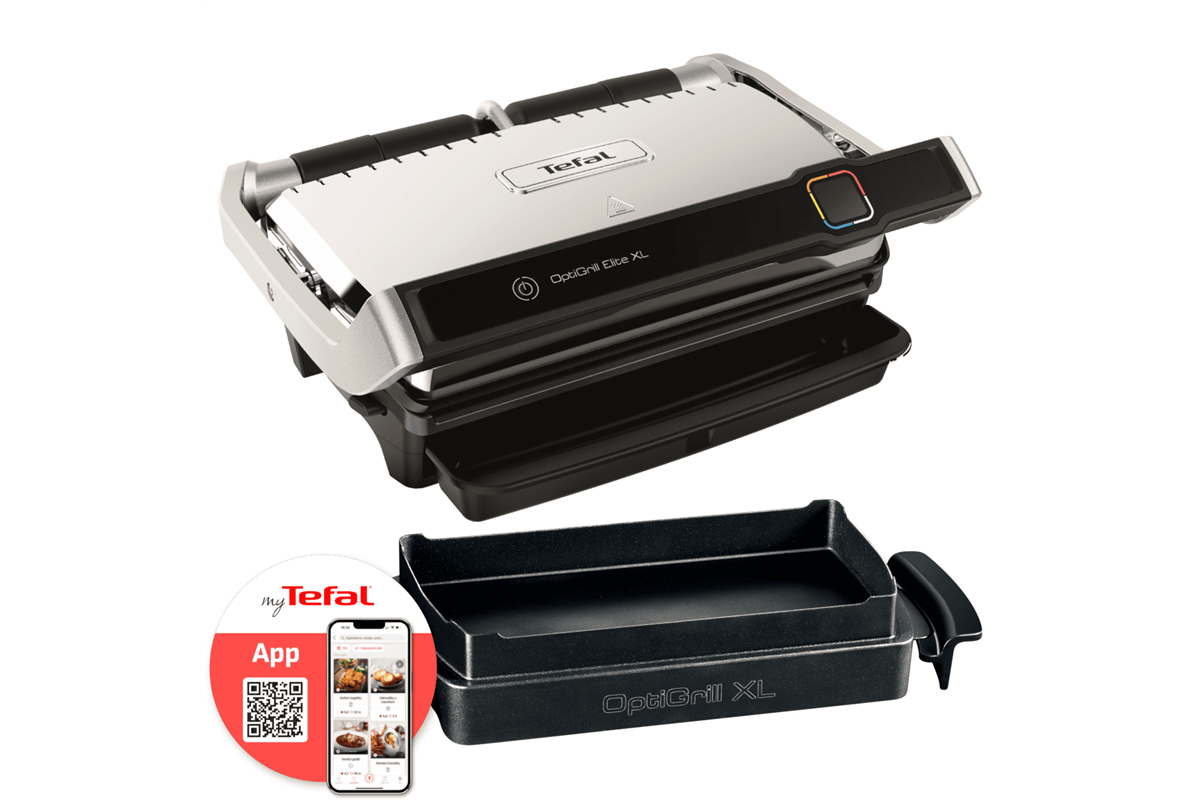 Akční set grilu a příšlušenství Tefal Optigrill+ Elite GC750D30 a XA725870