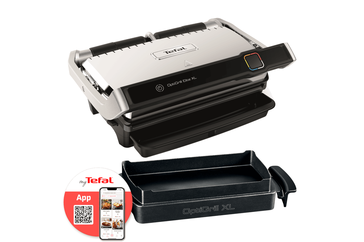 Akční set grilu a příšlušenství Tefal Optigrill+ Elite XL GC760D30 a XA727810