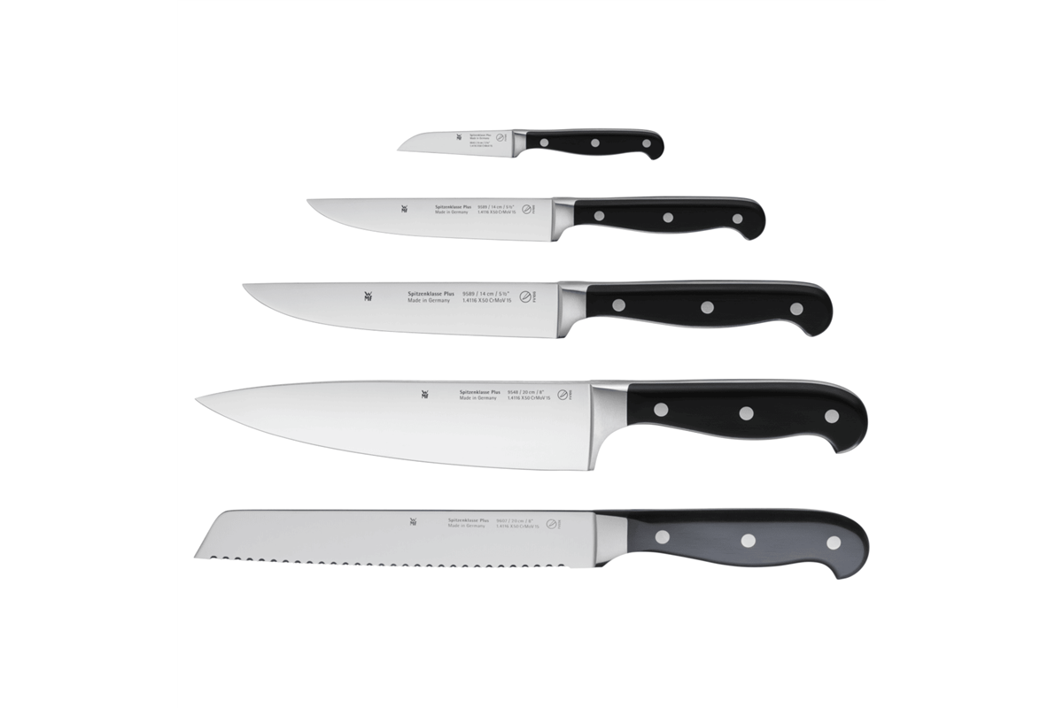 Akční set nožů WMF Spitzenklasse na zeleninu, univerzální, santoku, kuchyňský a na chléb