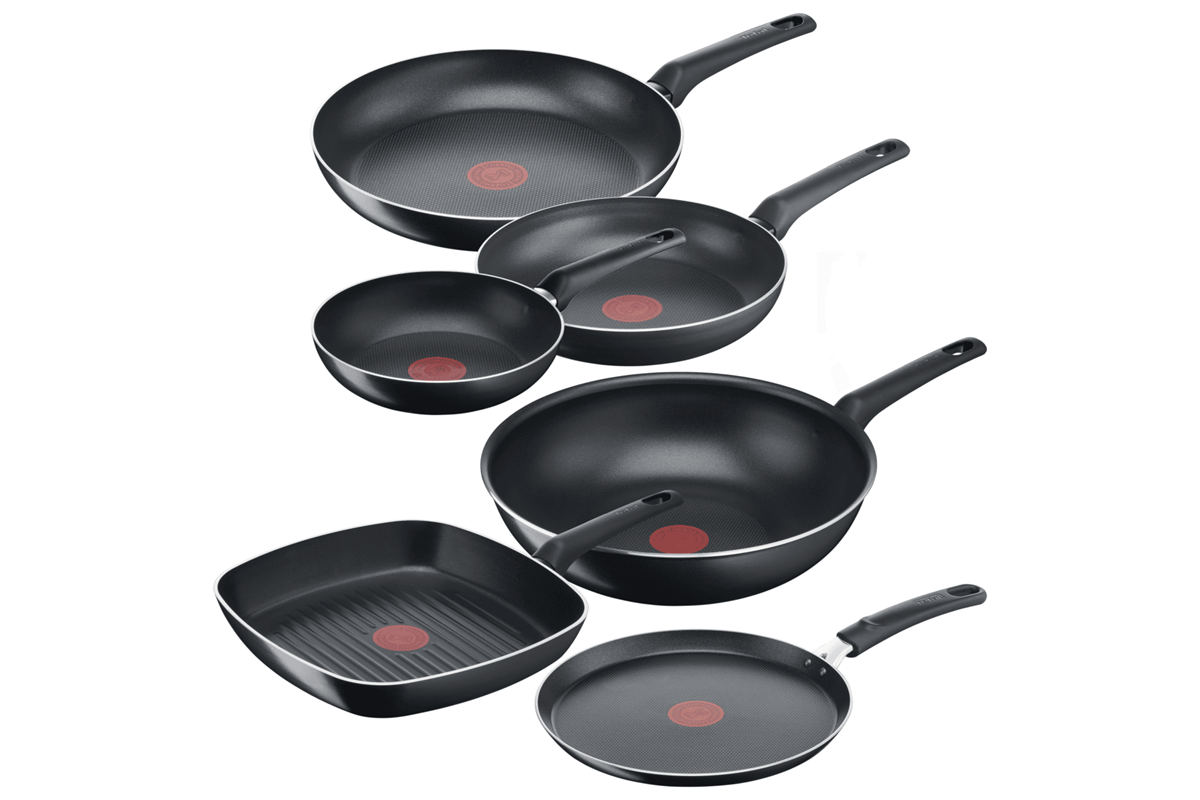Akční set pánví Tefal Simple Cook klasická 28, 24, 20 cm, wok 28 cm, grilovací 26 cm a palačinková