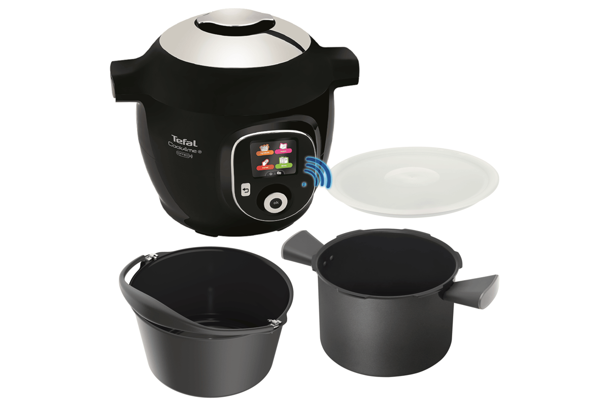 Akční set elektrický hrnec Tefal Cook4me+ Connect a příslušenství nádoba, forma na pečení a víko