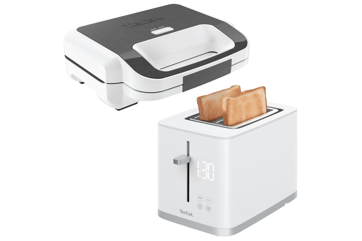 Akční set snídaňových spotřebičů Tefal Multiplates Snack XL topinkovač a Sense sendvičovač