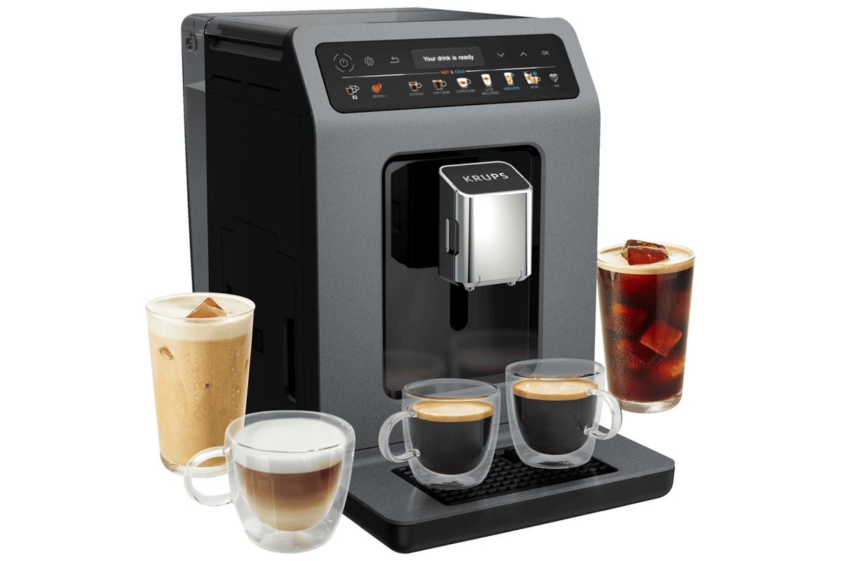 Automatický kávovar KRUPS Evidence Hot & Cold EA898GF0 Šedý/Černý