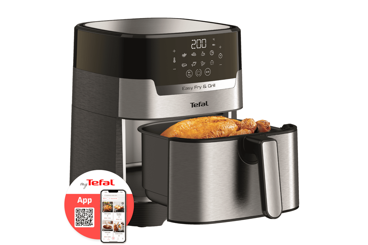 Horkovzdušná fritéza Tefal Easy Fry & Grill 2v1 Digital EY505D15 Nerezová/Černá