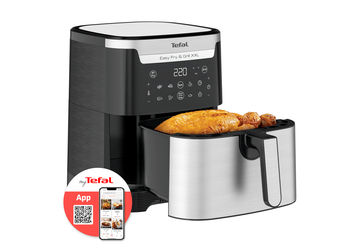 Horkovzdušná fritéza Tefal Easy Fry & Grill XXL 2v1 EY801D15 Nerezová