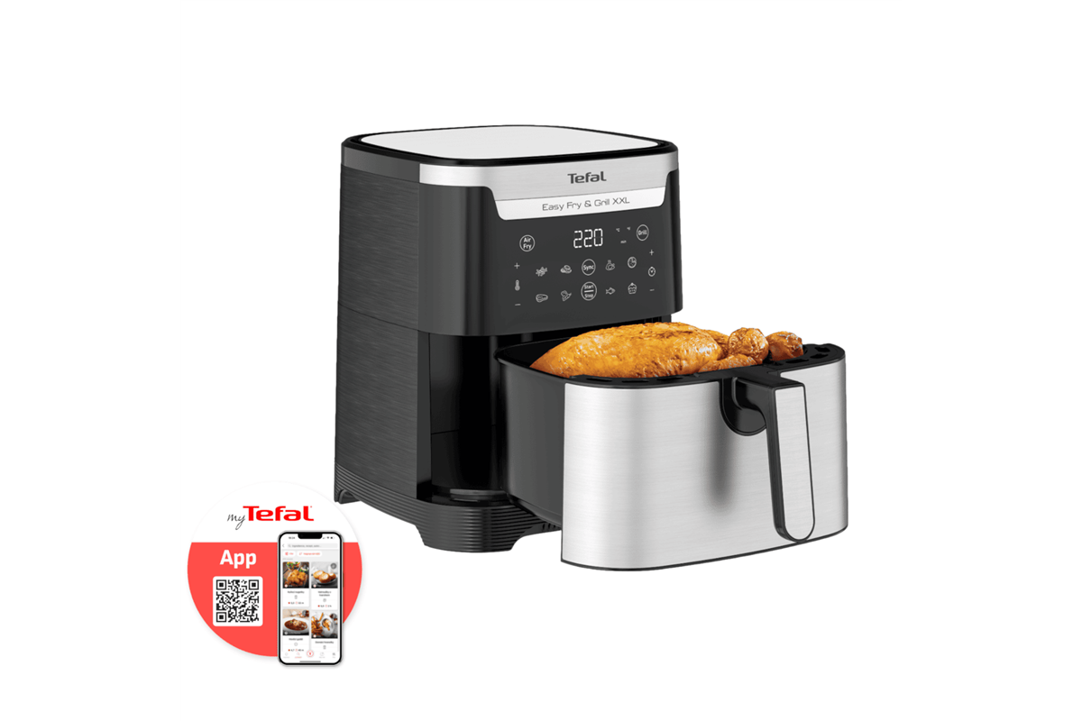 Horkovzdušná fritéza Tefal Easy Fry & Grill XXL 2v1 EY801D15 Nerezová