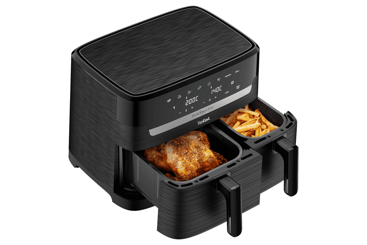 Horkovzdušná fritéza Tefal Dual Easy Fry EY901N10 Černá