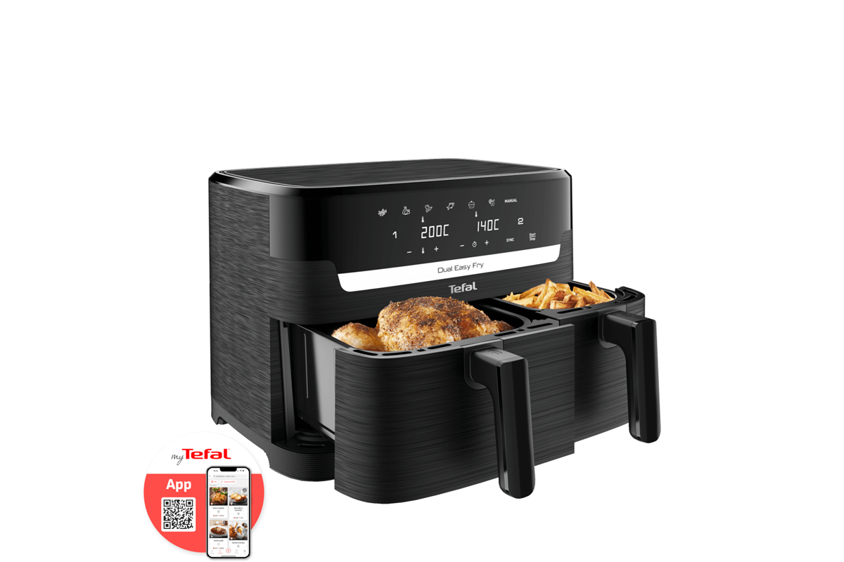 E-shop Teplovzdušná fritéza Tefal Dual Easy Fry EY901N10 Čierna