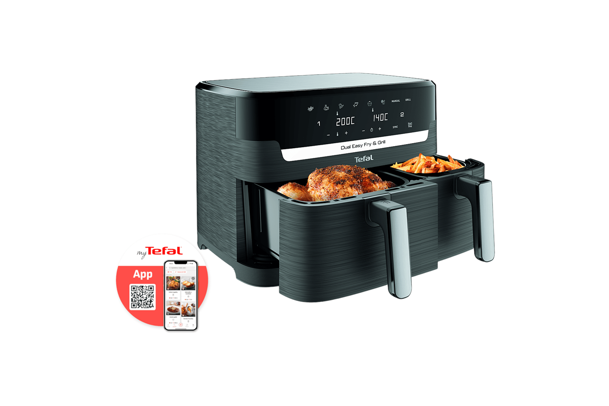 Horkovzdušná fritéza Tefal Dual Easy Fry & Grill 2v1 EY905B10 Černá