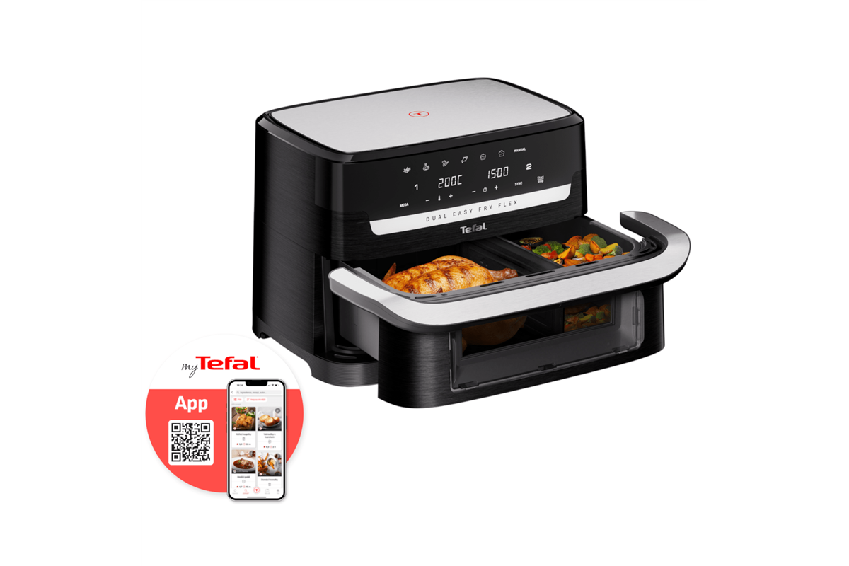 Horkovzdušná fritéza Tefal Dual Easy Fry Flex EY9228E0 Černá