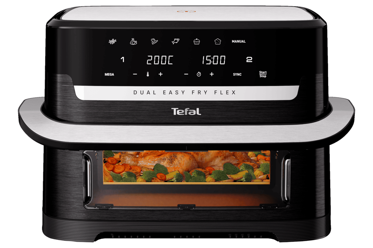 Horkovzdušná fritéza Tefal Dual Easy Fry Flex EY9228E0 Černá