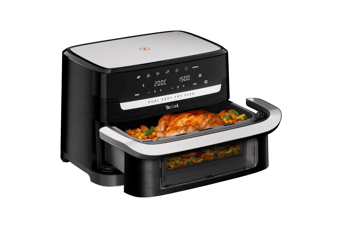 Horkovzdušná fritéza Tefal Dual Easy Fry Flex EY9228E0 Černá