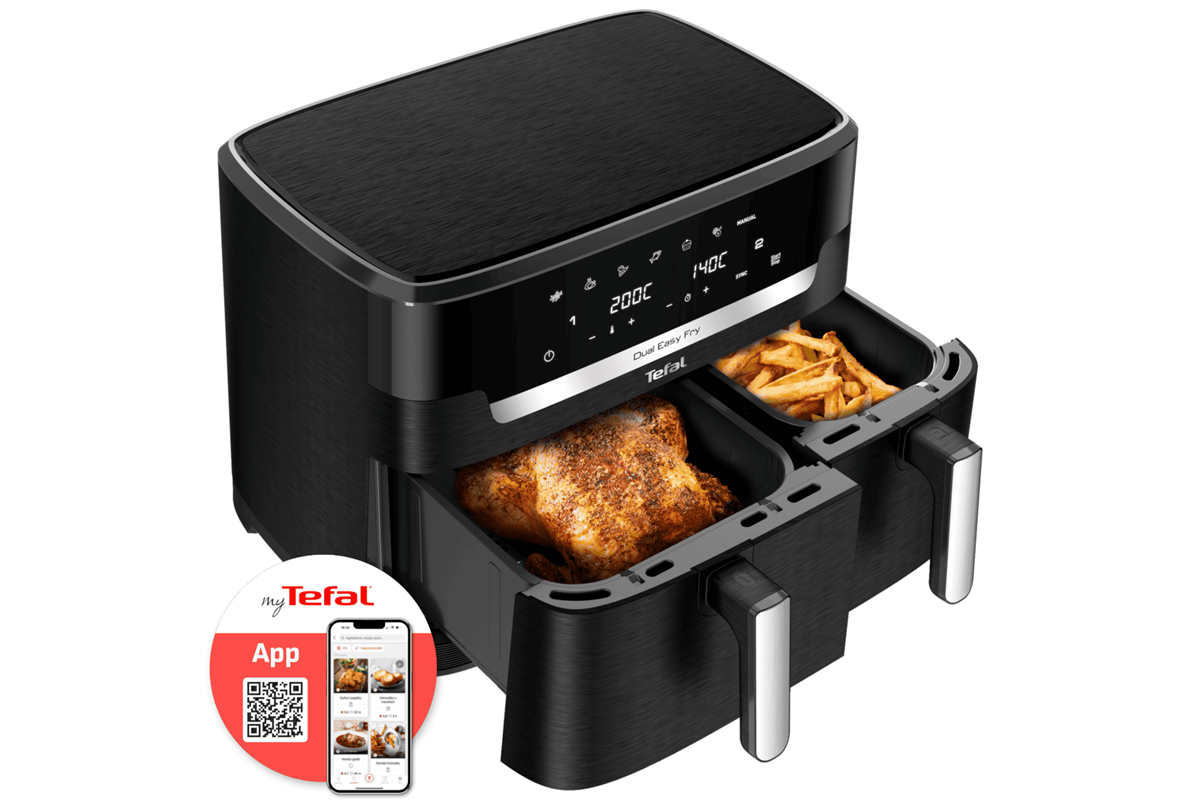 Horkovzdušná fritéza Tefal Dual XXL Easy Fry EY9428E0 Černá