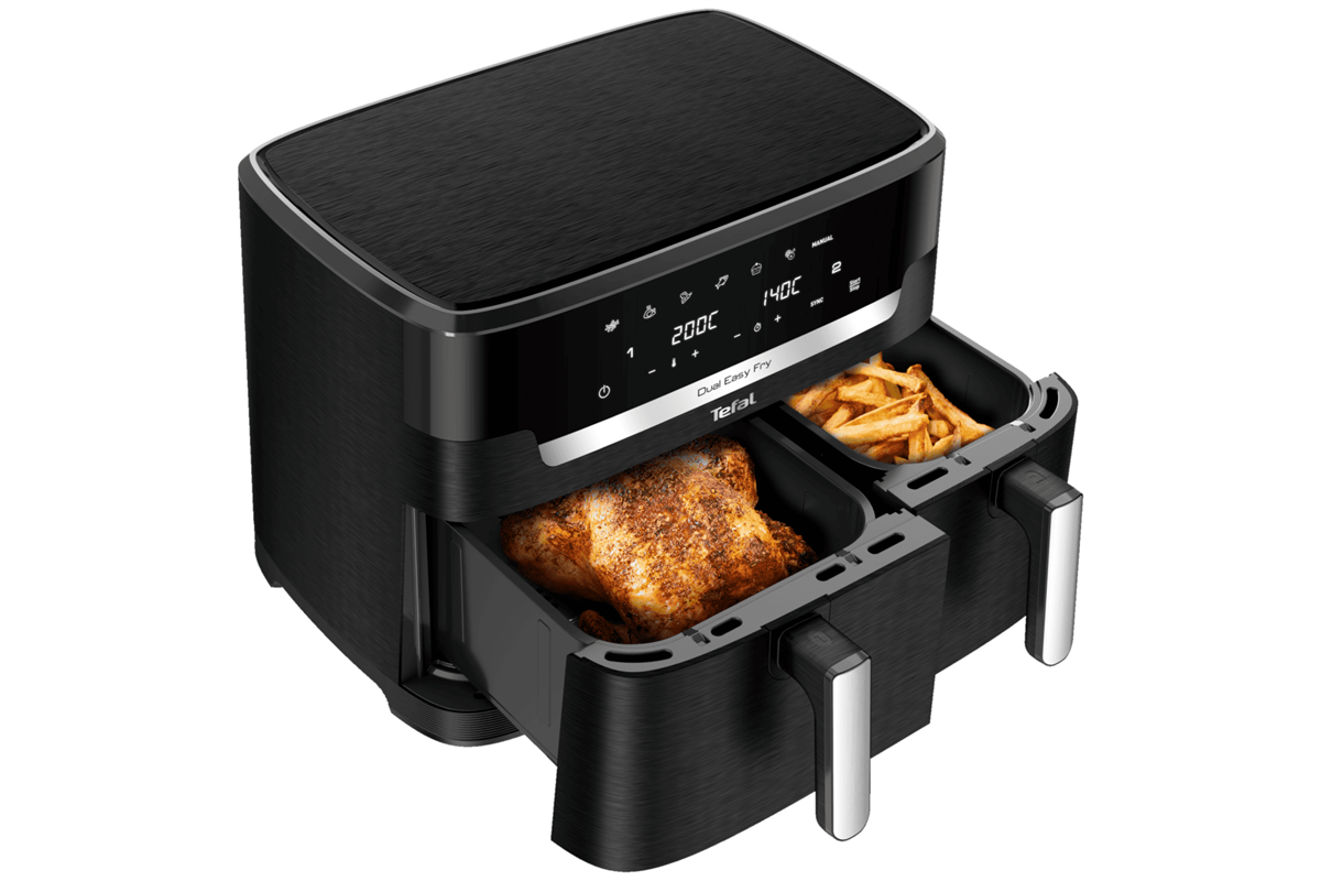 Forrólevegős fritőz Tefal Dual XXL Easy Fry EY9428E0 Fekete
