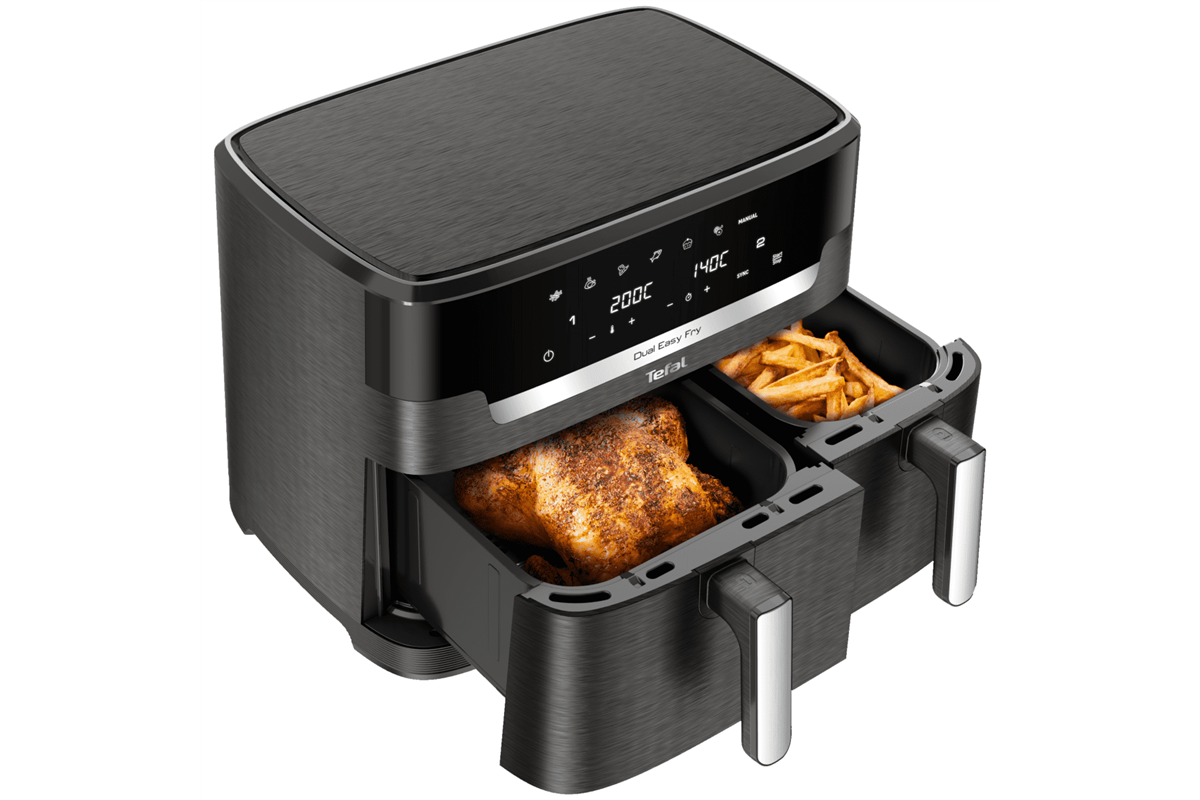 Forrólevegős fritőz Tefal Dual XXL Easy Fry EY942HE0 Fekete