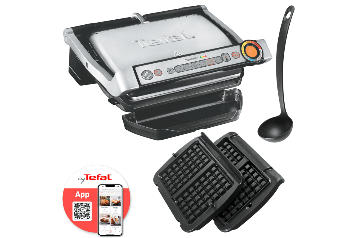 Elektrický gril Tefal Optigrill+ s příslušenstvím na vafle GC716D12