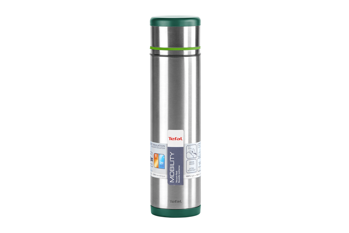 E-shop Termoska Tefal Mobility K3062414 1 l Nerezová/Zelená