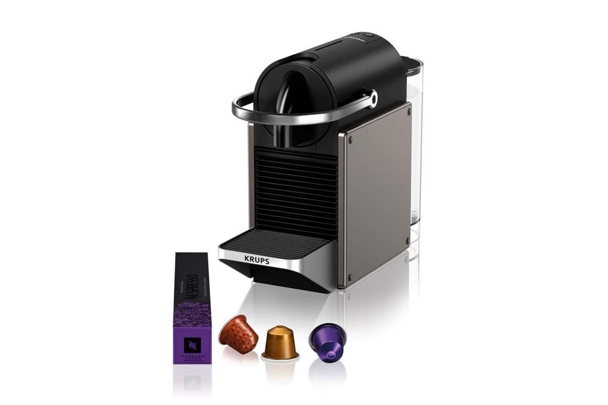 Kapslový kávovar KRUPS Nespresso Pixie Redesign XN306T10 Titanový/Černý