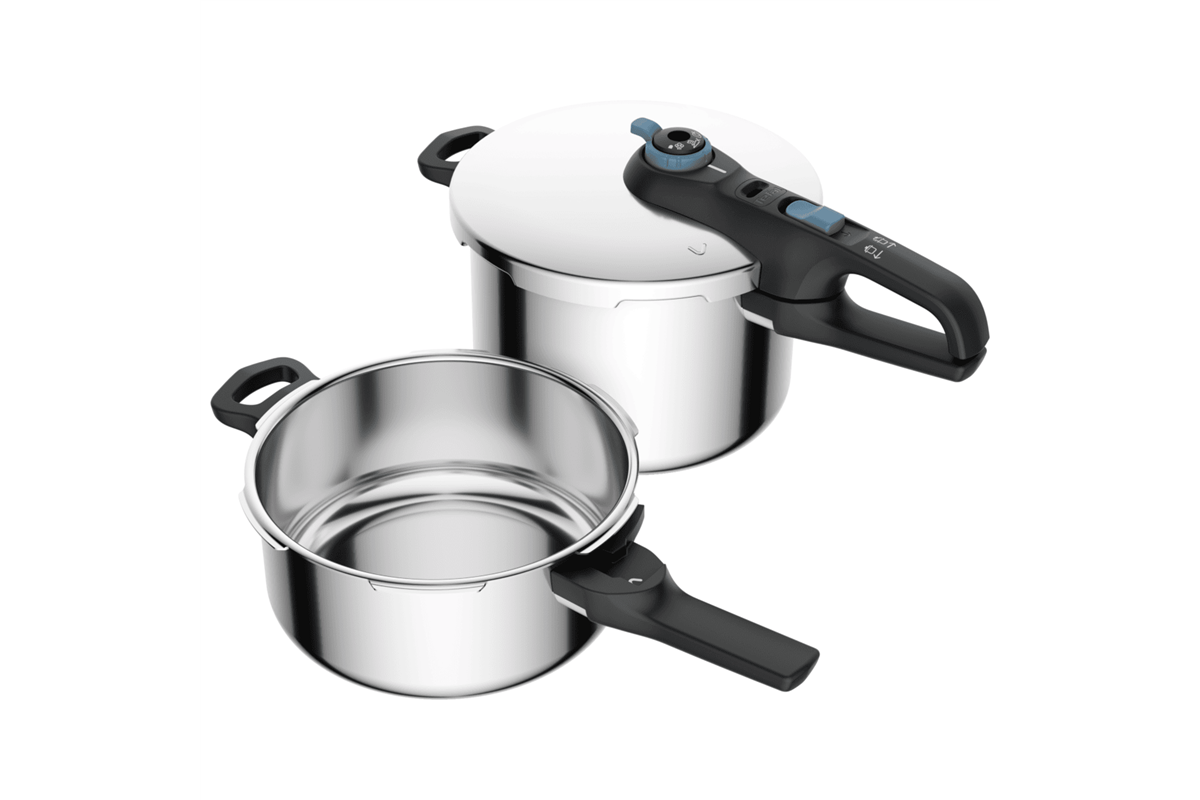 Sada tlakových hrnců Tefal Secure Trendy 6 a 4 l P2584301 Nerezový/Černý