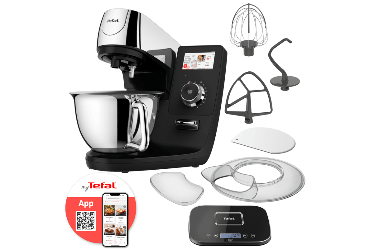 Kuchyňský robot Tefal i-Coach Touch s váhou QB951838 Nerezový/Černý