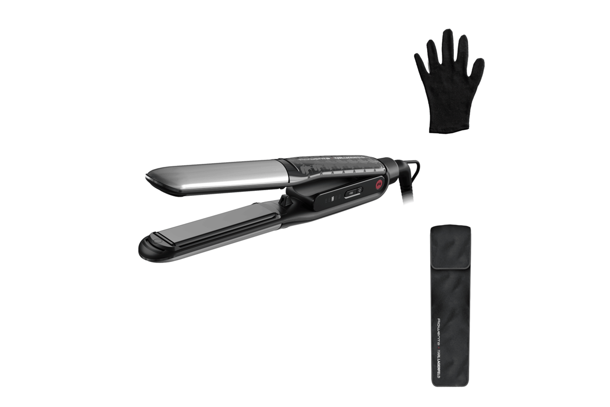 E-shop Žehlička na vlasy Rowenta Karl Lagerfeld Thermostyle SF712LE0 Strieborná